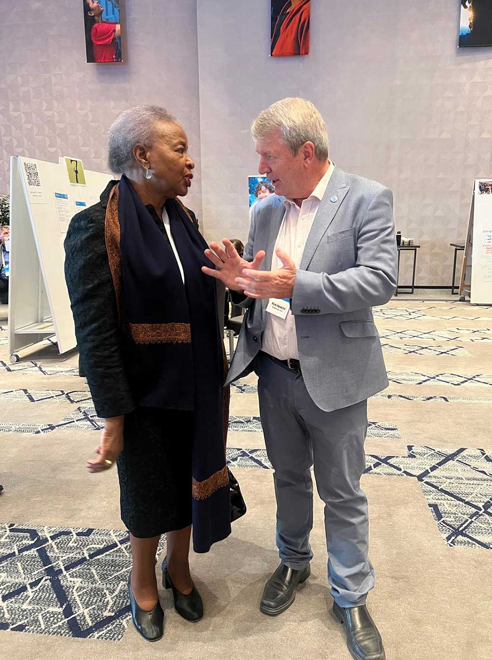 Peter chatting with Graca Machel
