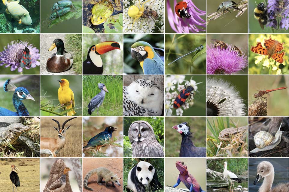 Collage featuring various endangered animal species